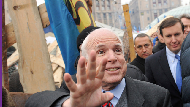 US Senator John McCain visits Kiev's Independence Square