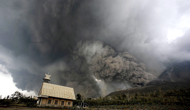 Sinabung Volcano Eruption in Karo