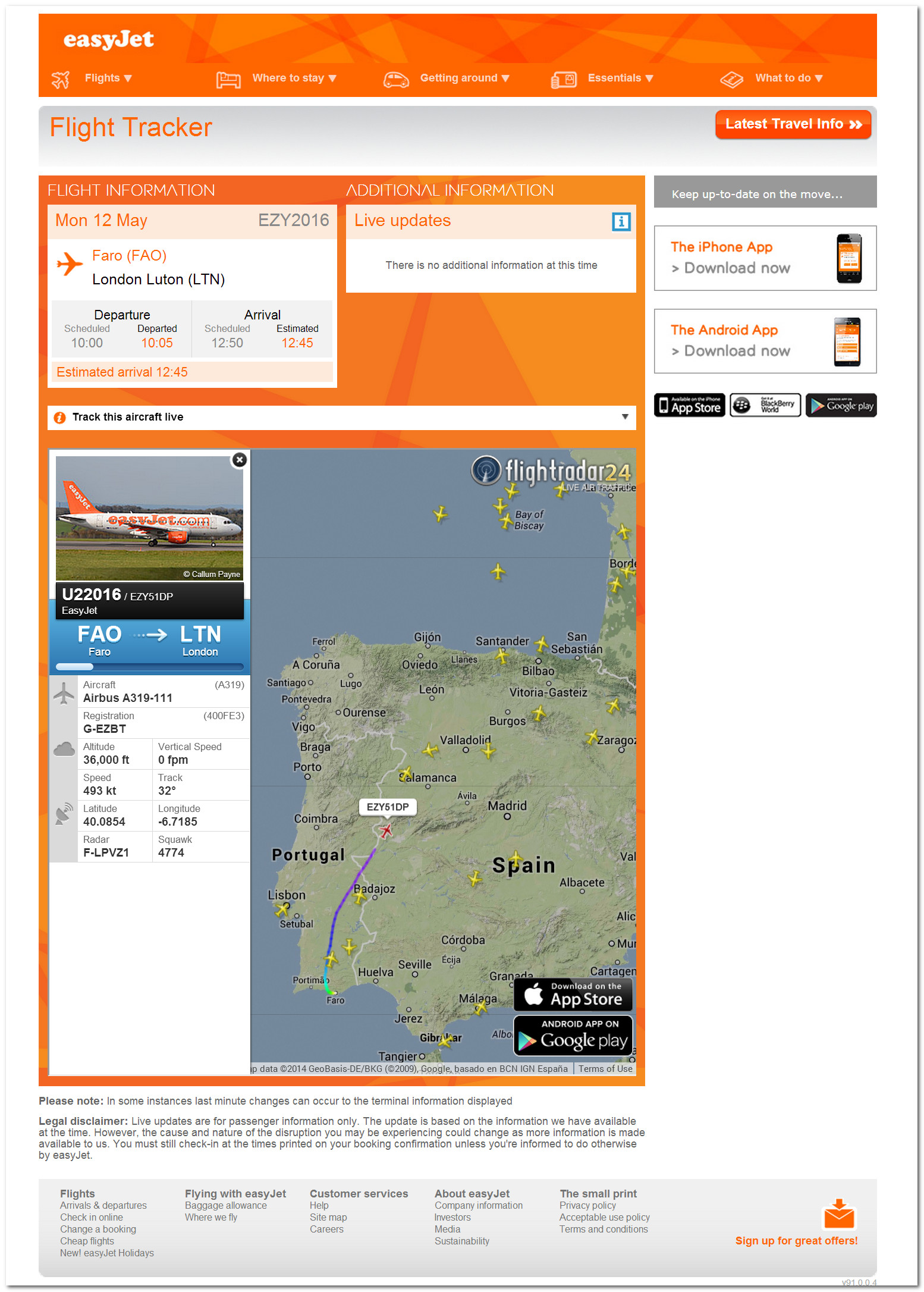 easyJet's live Flight Tracker tool in partnership with Flightradar24